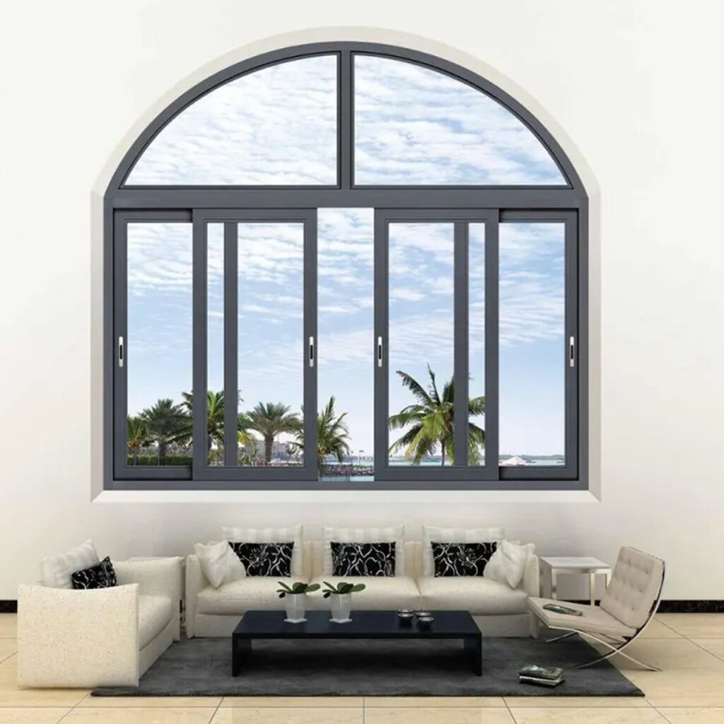 ventanas de arco hechas con vidrio de doble panel o triple panel para mejorar la eficiencia energética