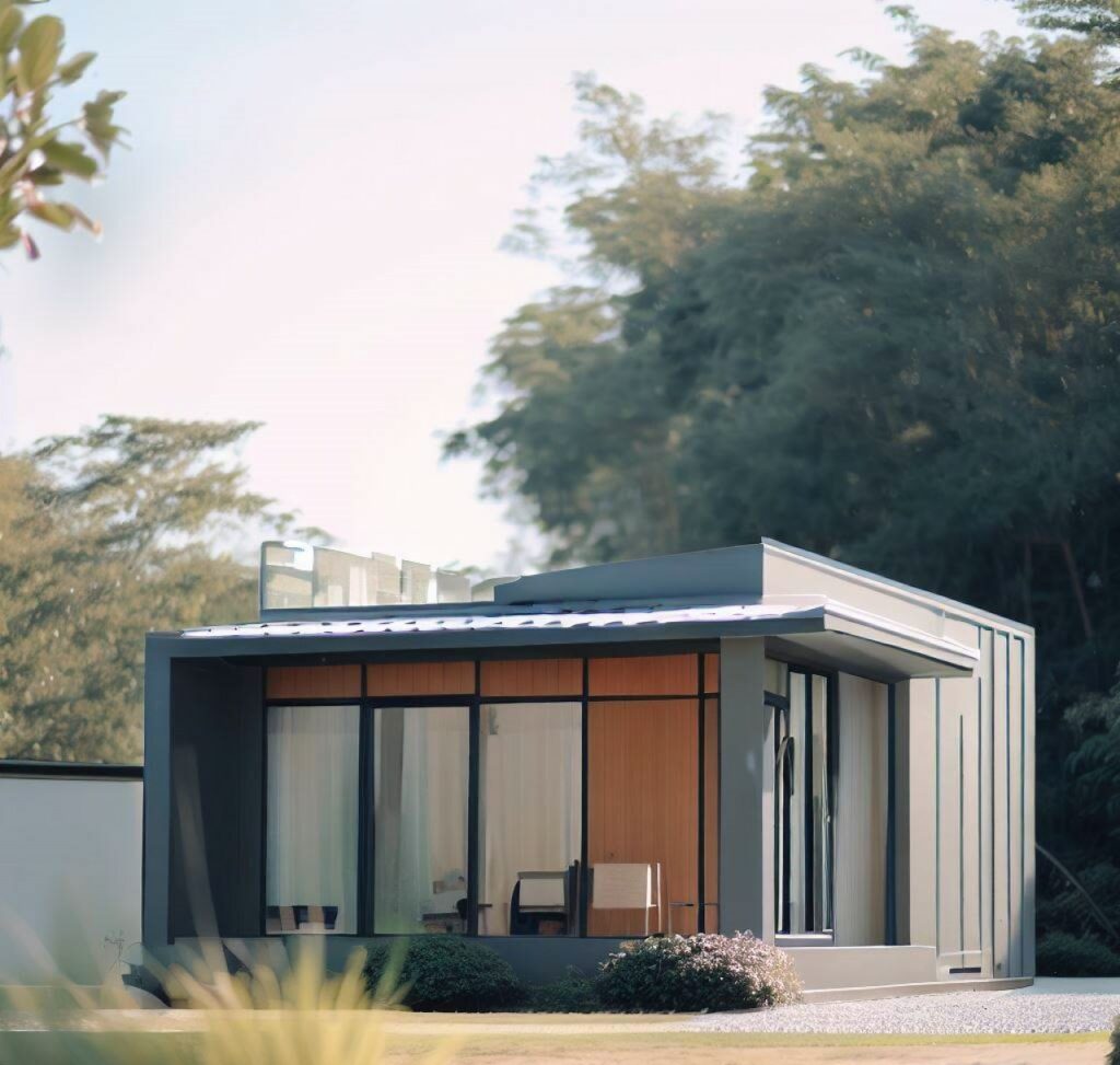 Casa prefabricada con una estética minimalista