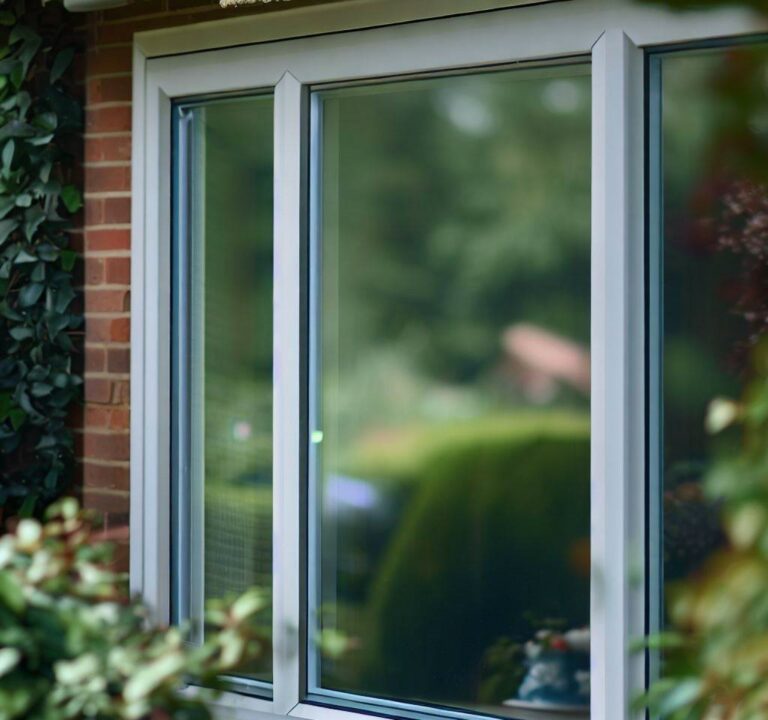 Vista exterior de una ventana de doble vidrio de PVC